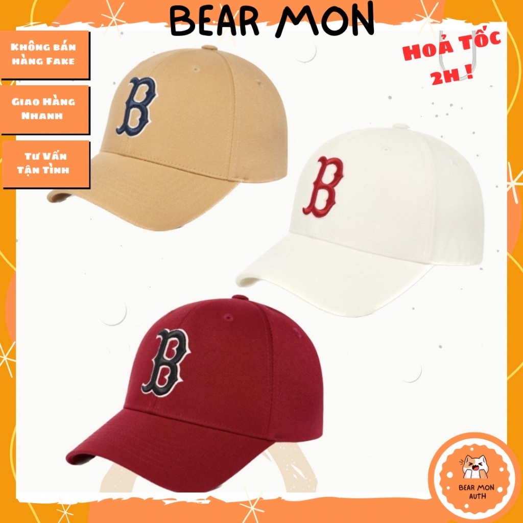 Mũ Lưỡi Trai MLB New Fit Structure Ball Cap Boston Red Sox 3Acp0802N thêu logo chữ b màu nâu đỏ trắng