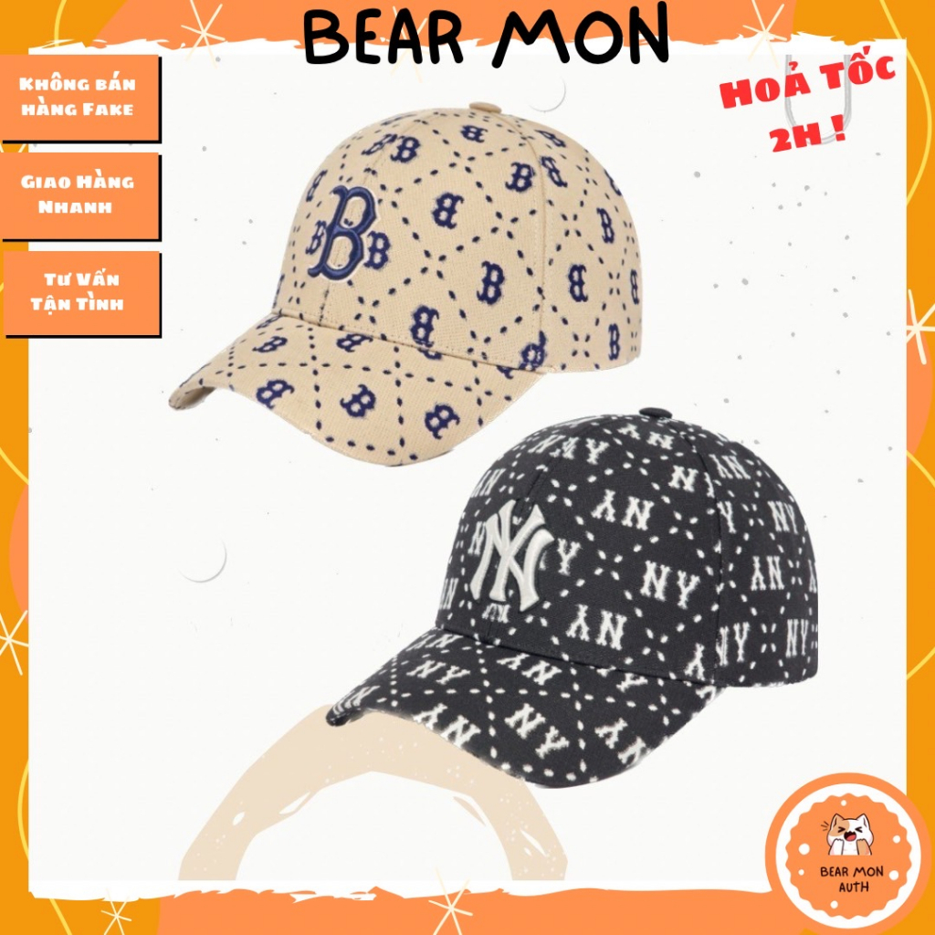 Mũ Lưỡi Trai MLB Diamond Monogram Structure Ball Cap New York Yankees 3Acpm023N Màu Kem Và Đen