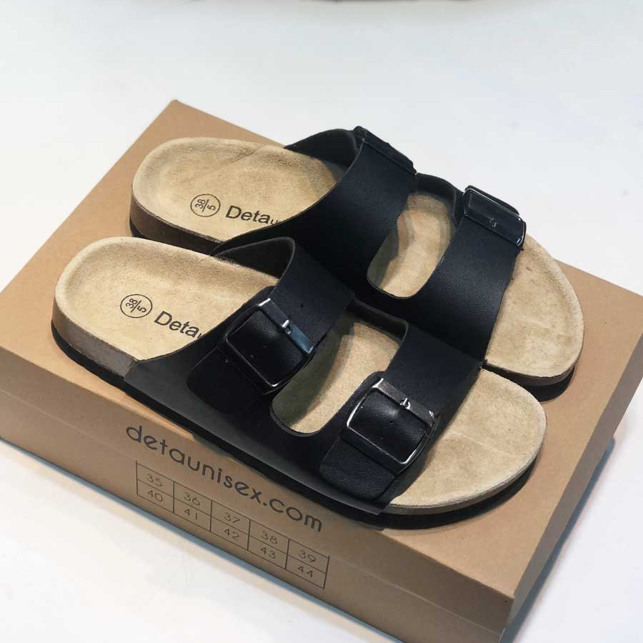 Dép Birken đế trấu 2 quai khóa nam nữ thời trang DetaUnisex - DETA21