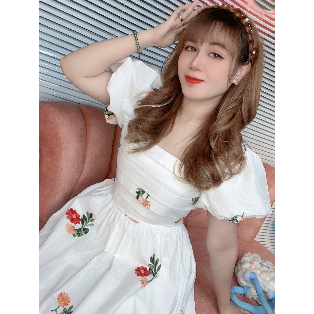 D117 - Đầm maxi hoa thêu cao cấp, du lịch hè, chơi biển, hẹn hòa đẹp dễ thương