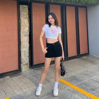 Áo croptop ERRORIST Uni dáng ôm – Xanh/Trắng basic