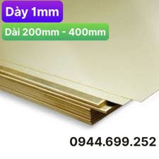 Đồng tấm vàng, dày 1mm. kích thước: 600mm x 200mm - 400mm