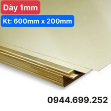 Đồng tấm vàng, dày 1mm. kích thước: 600mm x 200mm