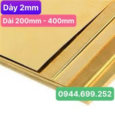 Đồng vàng tấm, dày 2mm. kích thước: 600mm x 200mm - 400mm