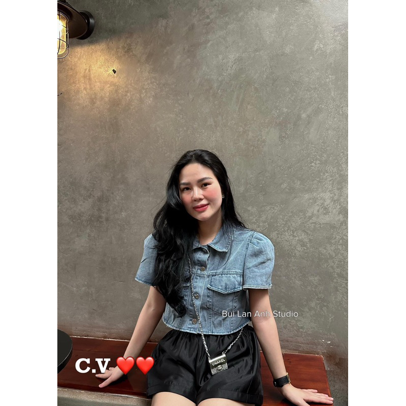 Áo Sơ mi Jean Croptop Túi Hộp HÀNG ĐẸP