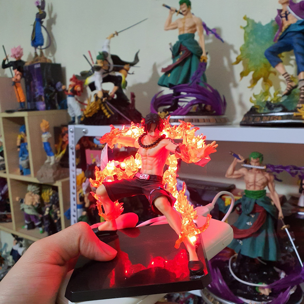 Mô hình One Piece ACE Có bản Led, có hộp màu cao16cm -Mô hình One Piece