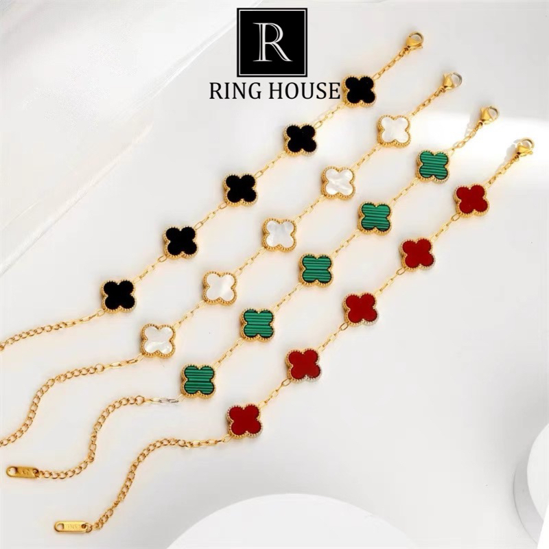 (Titan) B57 Lắc tay titan nữ cỏ 4 lá đẹp nhiều màu Ring House