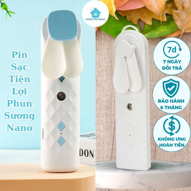 Quạt phun sương mini cầm tay nhỏ gọn 2 trong 1,Thiết kế nhỏ nhắn dễ dàng mang đi chơi...