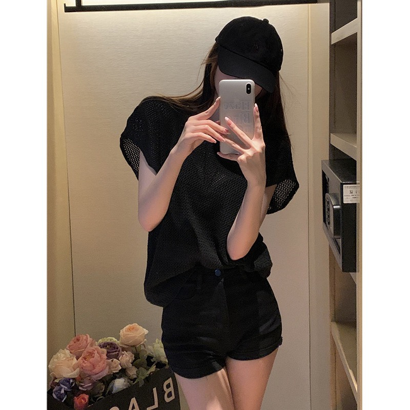 Áo lưới đi biển cộc tay oversize Quảng Châu