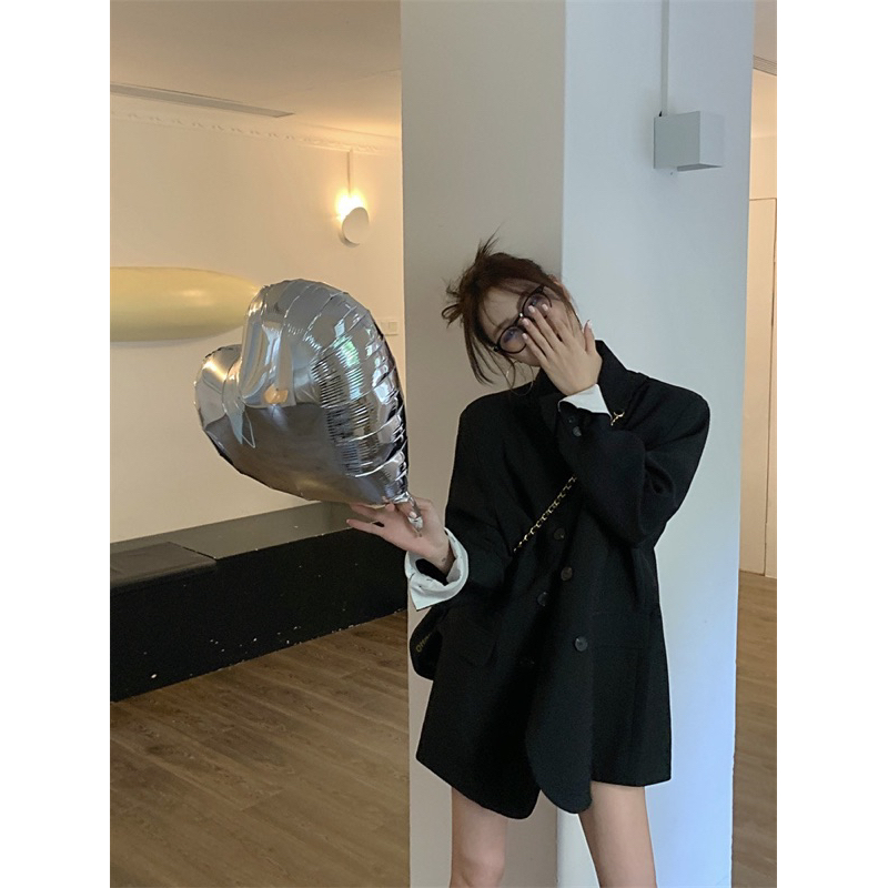 Áo khoác blazer nữ, áo oversize phối tay trắng