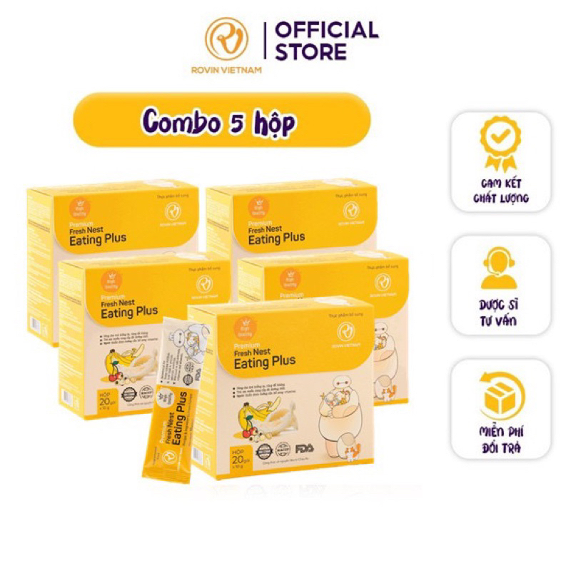 Thanh Yến Tươi Eating Plus Hộp 20 gói Giúp Trẻ Hết Biếng Ăn, Tăng Sức Đề Kháng - Rovin VietNam