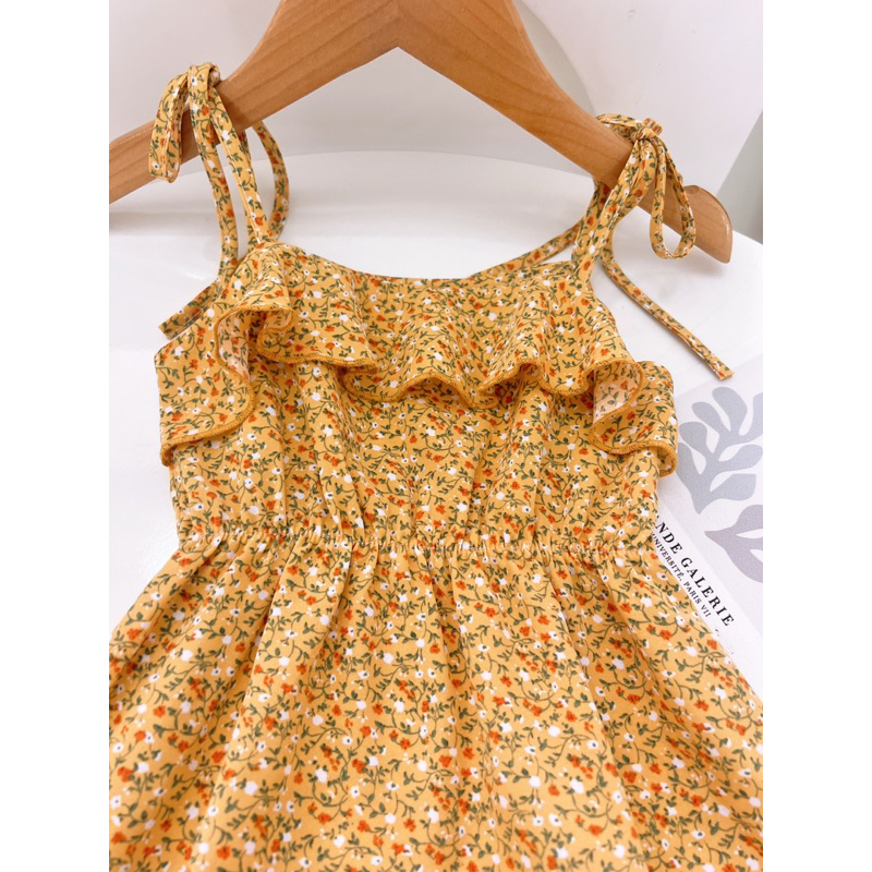 Váy bé gái 2 dây hoa nhí chất liệu cao cấp size 8 - 32kg