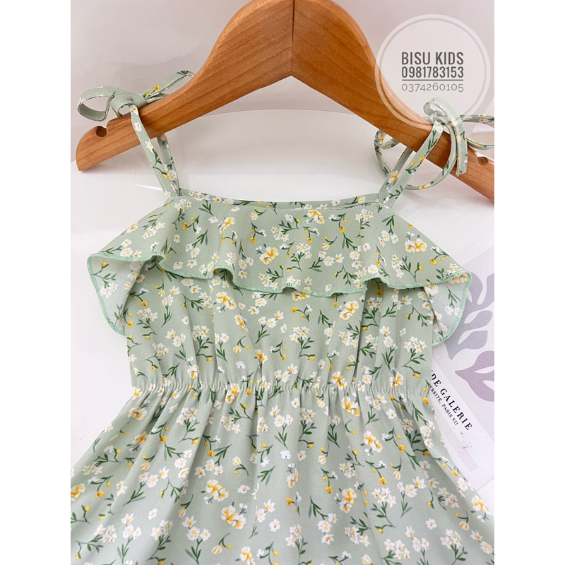Váy bé gái 2 dây hoa nhí chất liệu cao cấp size 8 - 32kg