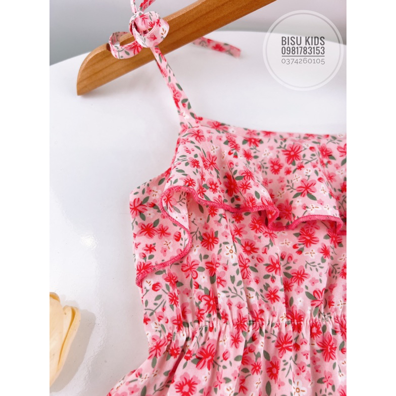 Váy bé gái 2 dây hoa nhí chất liệu cao cấp size 8 - 32kg