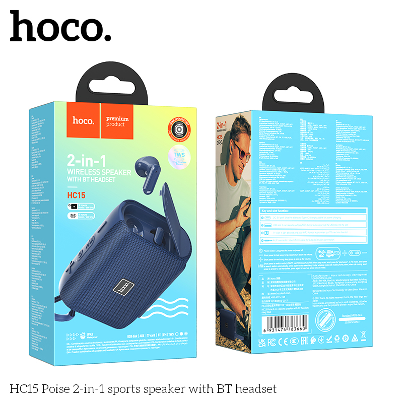 Loa Bluetooth Kiêm Tai Nghe 2in1 Hoco HC15