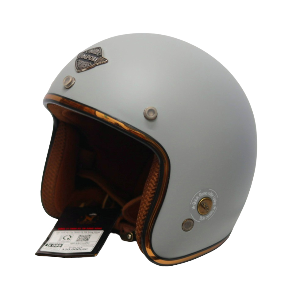 Mũ bảo hiểm 3/4 đầu NAPOLI SH Ruby cà phê nhám - Hàng Chính hãng