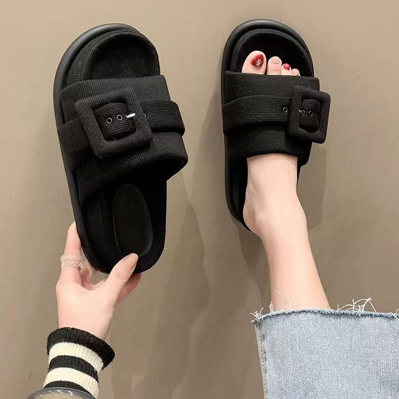 Dép bánh mì dép thời trang hở mũi có khóa vuông