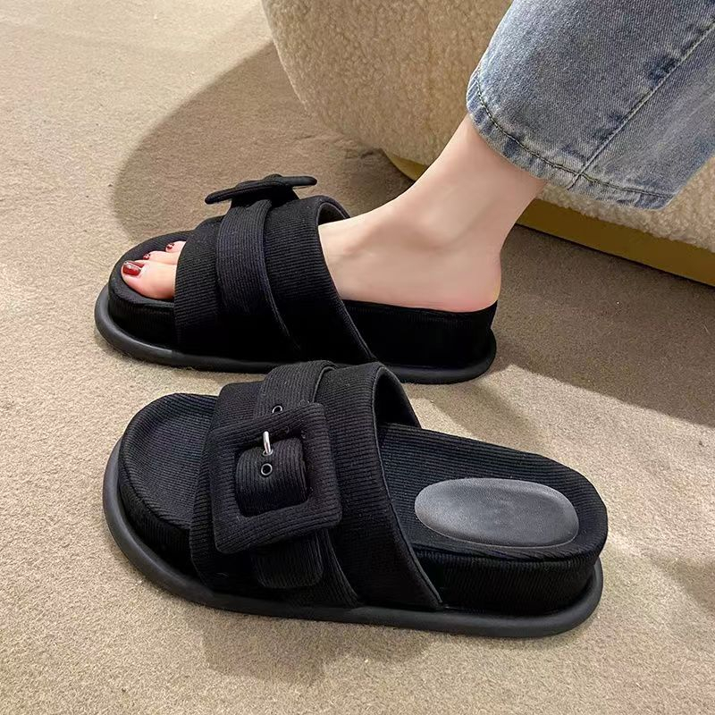 Dép bánh mì dép thời trang hở mũi có khóa vuông