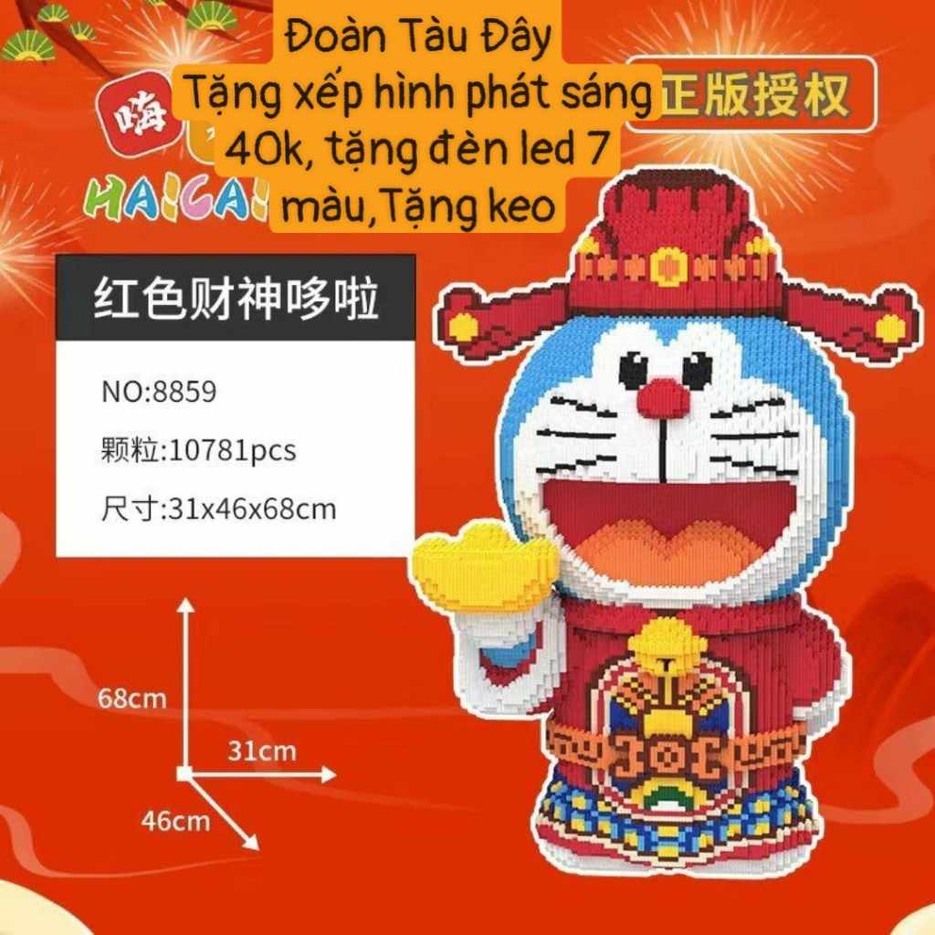 Doremon thần tài 68cm, Xếp hình siêu đẹp, xếp hình doremon size đại 68cm,sản phẩm mới, đồ chơi lắp ráp thông minh
