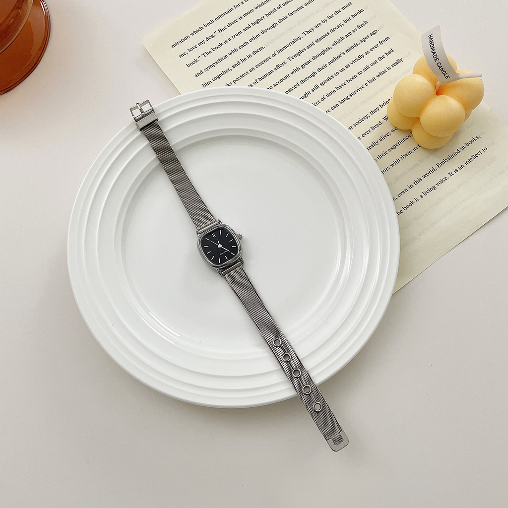 Đồng hồ đeo tay thời trang nữ cao cấp Quartz dây kim loại mặt vuông siêu Hot DH28