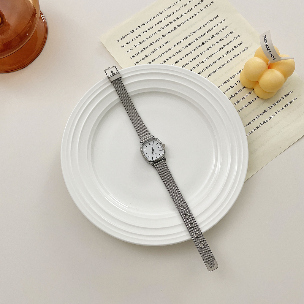 Đồng hồ đeo tay thời trang nữ cao cấp Quartz dây kim loại mặt vuông siêu Hot DH28