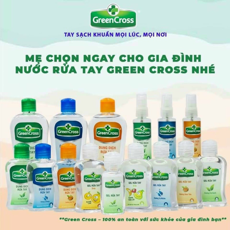 Dung dịch rửa tay GREEN CROSS nhiều mùi hương