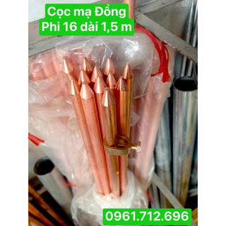 Cọc tiếp địa mạ đồng chống sét ,chống giật phi 16mm dài 1,5m