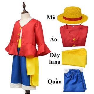 Bộ đồ hóa trang Luffy mũ rơm trong Đảo Hải Tặc One piece kèm nón dành cho trẻ em