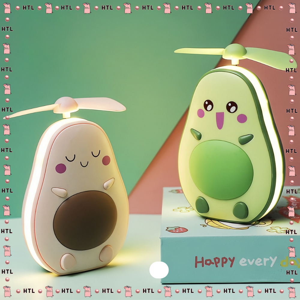 Quạt Sạc Gương Đèn Led 3 IN 1 Mini Hình Trái Bơ Siêu Mát