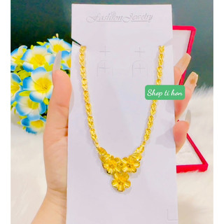  Dây chuyền hoa mai chạm 3 bông mạ vàng 24 cao cấp khoá chữ s mẫu mới về   dây 5 chỉ   