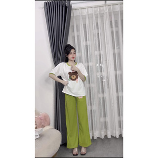 [KÈM ẢNH VIDEO THẬT]✴Nguyên Set Đồ Bộ Quần Ống Suông Thun Gân, Áo Form Rộng Cho Nữ Mặc Nhà Cực Dễ Thương Bigsize.