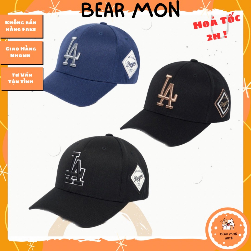 Mũ Lưỡi Trai MLB Diamond Structure Ball Cap LA Dodgers 3Acp8501N Màu Xanh Navy đen logo la vàng và logo la bạc
