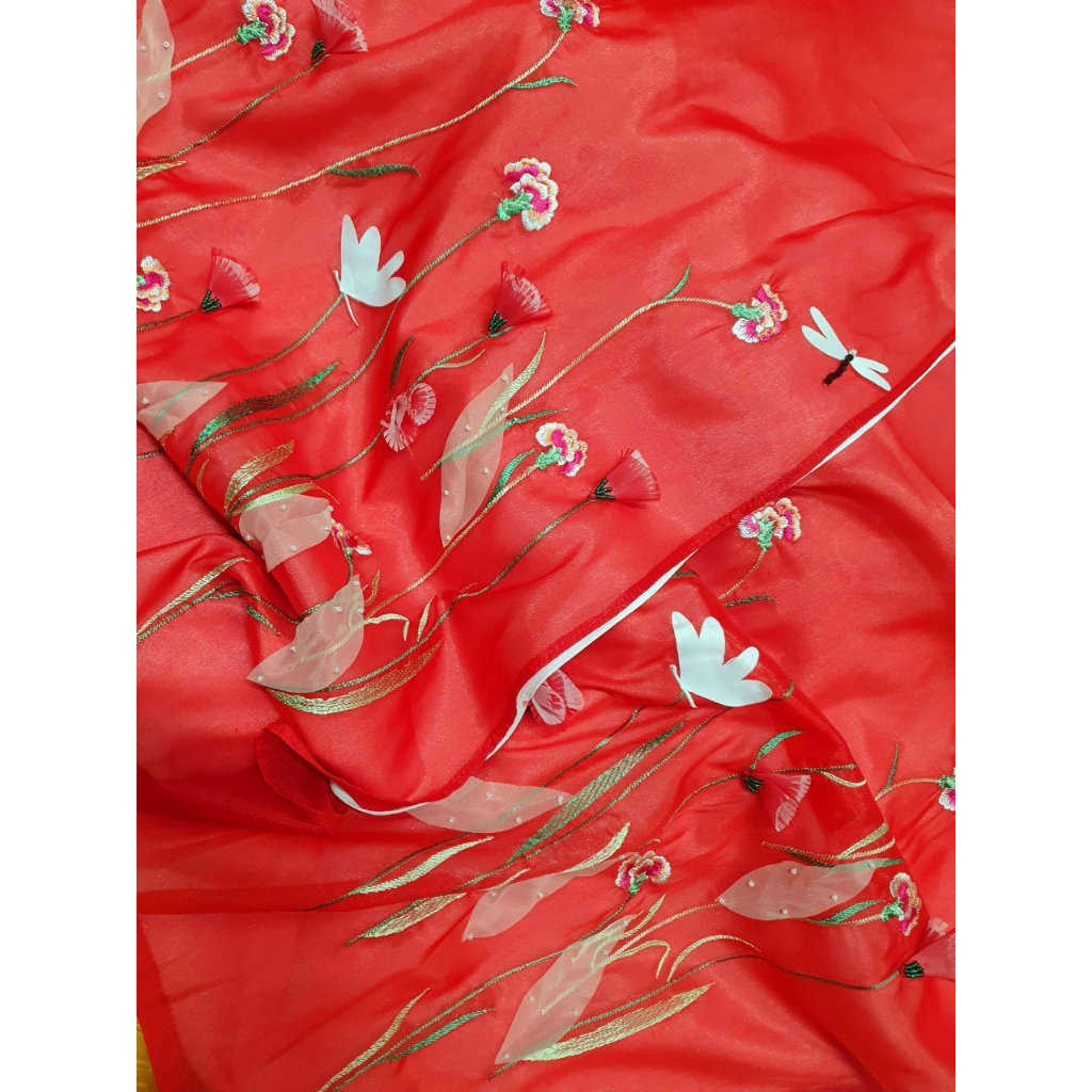 Áo dài cách tân nữ dáng xuông đính kết chất liệu tơ organza cao cấp - Xưởng may Áo dài HQ - HQ18