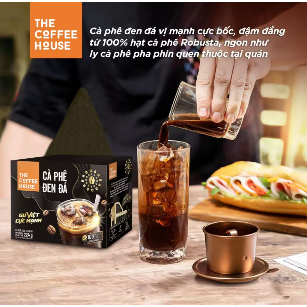 Hộp Cà phê đen đá The Coffee House - Hộp 14 gói x 16g