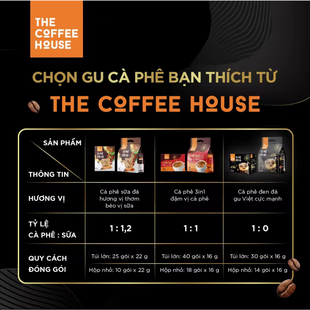 Hộp Cà phê đen đá The Coffee House - Hộp 14 gói x 16g