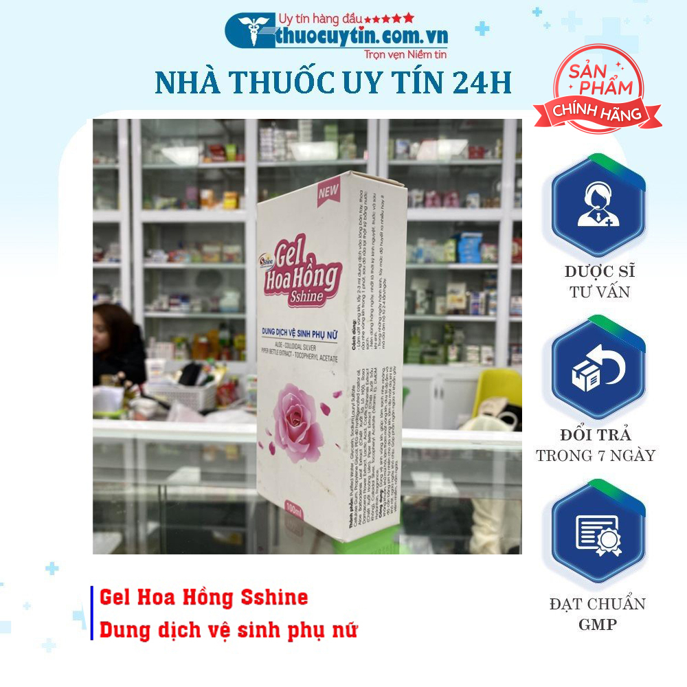 Dung dịch vệ sinh phụ nữ Gel Hoa Hồng Sshine CHÍNH HÃNG