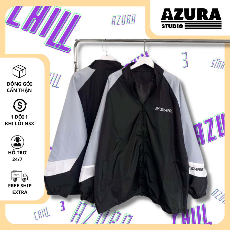 Áo Khoác Dù RE' SUAPRE 2 Lớp Form Rộng Nam Nữ Unisex, Áo Gió Bomber Bóng Chày Chống Nắng - AZURA Store