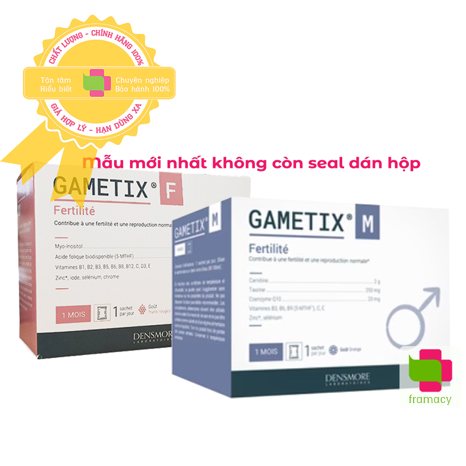 Thực phẩm hỗ trợ sinh sản Densmore Gametix M/F, Pháp (30 gói) tăng khả năng thụ thai cho nam/nữ từ 18 tuổi