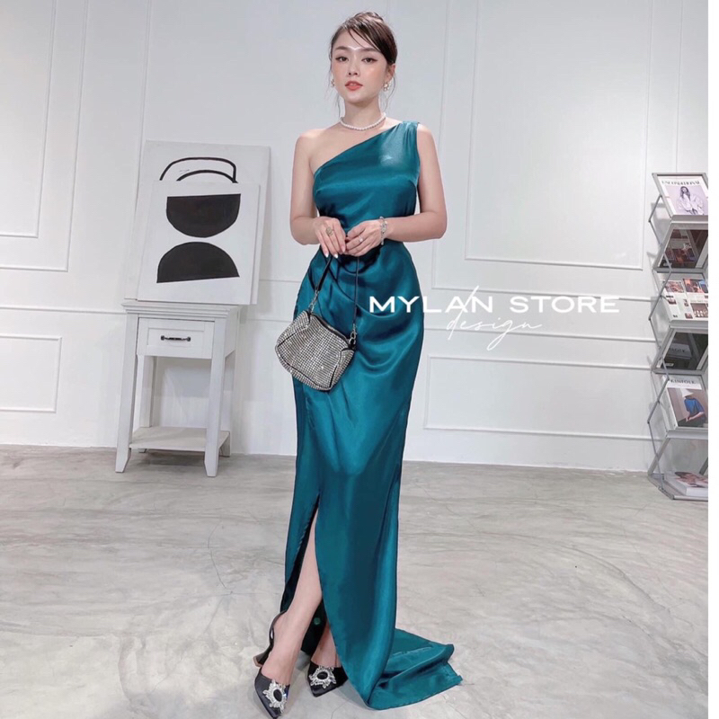 Đầm dạ hội lệch vai phi cao cấp-ML