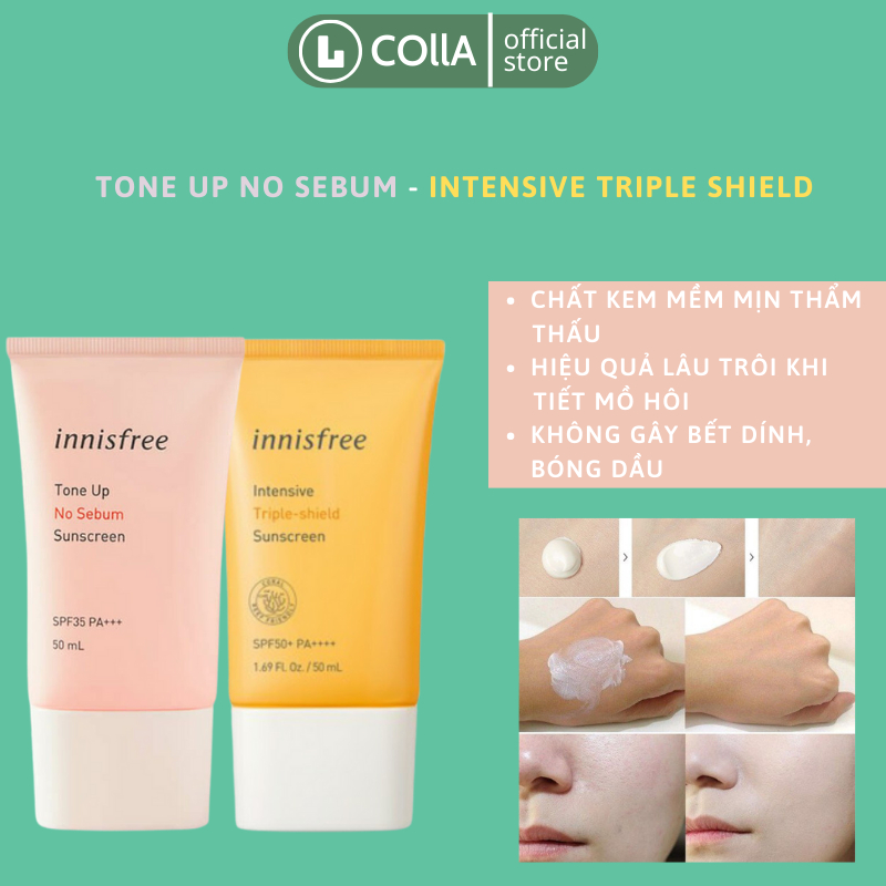 Kem Chống Nắng Nâng Tone, Kiềm Dầu Innisfree Tone Up No Sebum / Intensive Triple-Shield 50ml