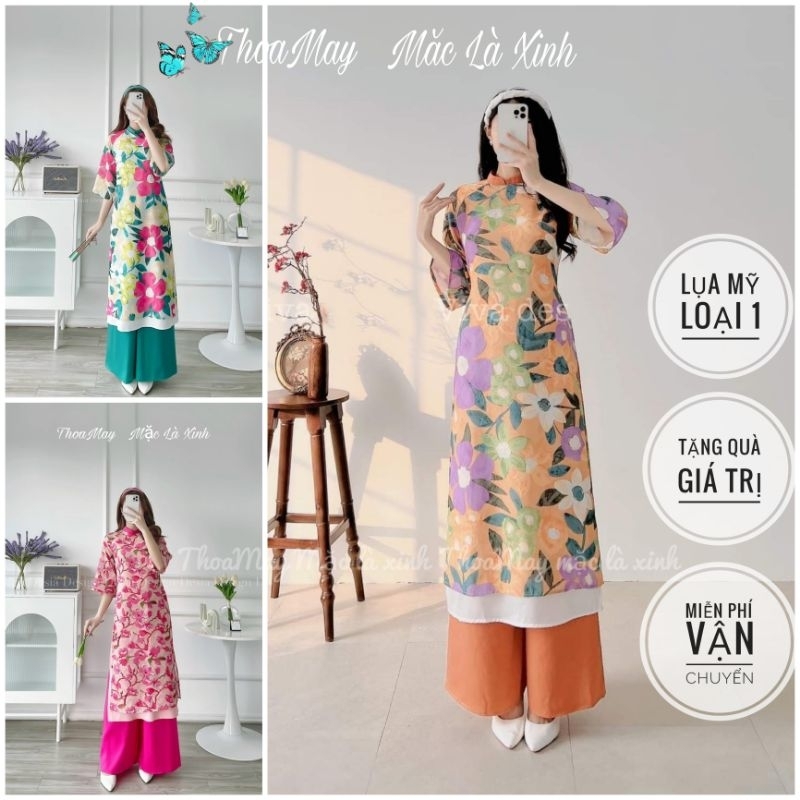 Von hoa nhí 4 tà kèm quần lụa