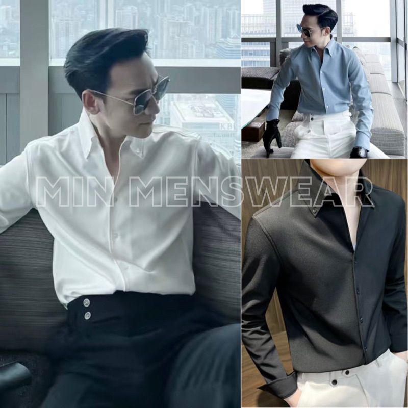 Áo Sơ Mi Nam Cổ Button-Down, Áo Sơ Mi Chất Liệu Lụa Thái Chống Nhăn, Vải Mềm Mịn Thoáng Mát, Fom Slimfit Hàn Quốc