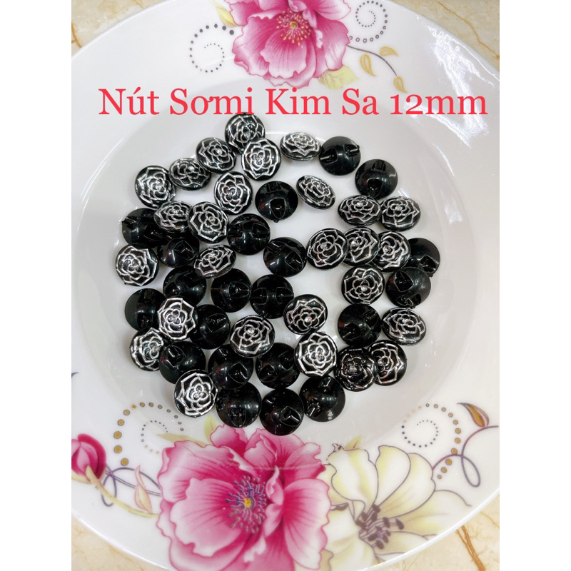 140 Nút Áo Sơmi 12mm Kiểu Kim Sa [Trắng / Đen] Giá Sỉ