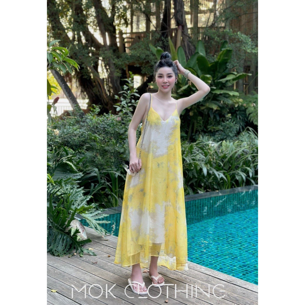 Đầm váy nữ babydoll maxi hai dây dáng dài xòe hai lớp vải voan siêu mát diện mùa hè đi biển, du lịch, chơi cực xinh xắn