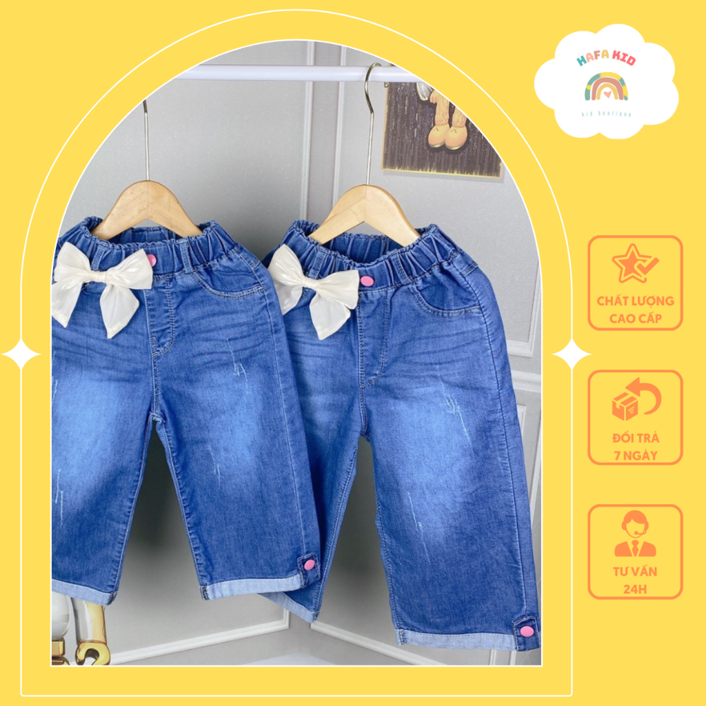 Quần Ngố Bò Hafa Kid Thiết Kế Phong Cách Năng Động Cao Cấp Quần Jean Lỡ Cho Bé Gái