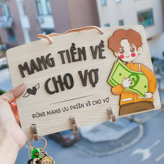 Bảng gỗ tranh gỗ treo chìa khóa mang...về cho vợ