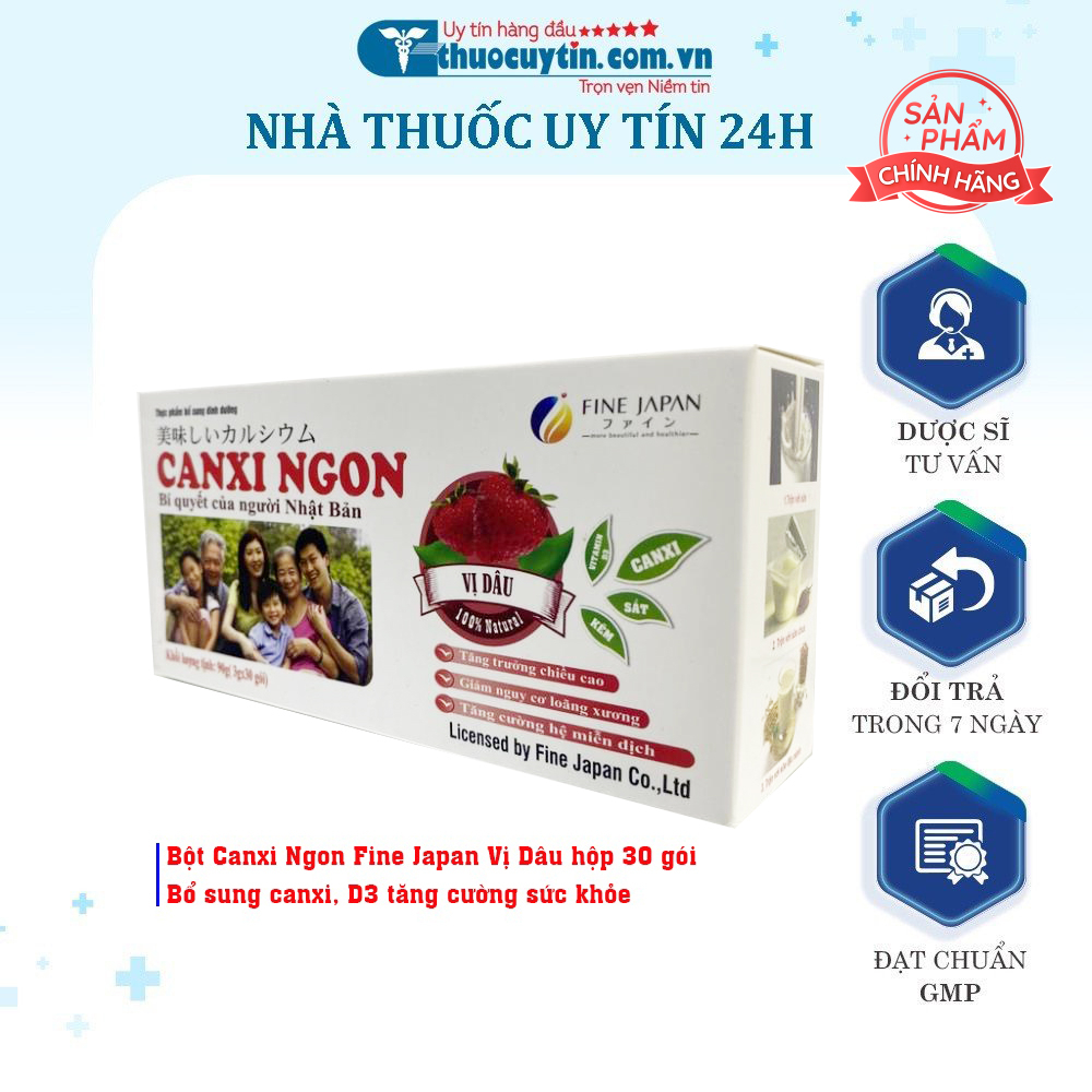 Bột Canxi Ngon Fine Japan Vị Dâu hộp 30 gói