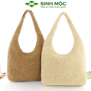 Túi cói đi biển, túi xách giả cói, túi liền quai Sinh Mộc - M3025