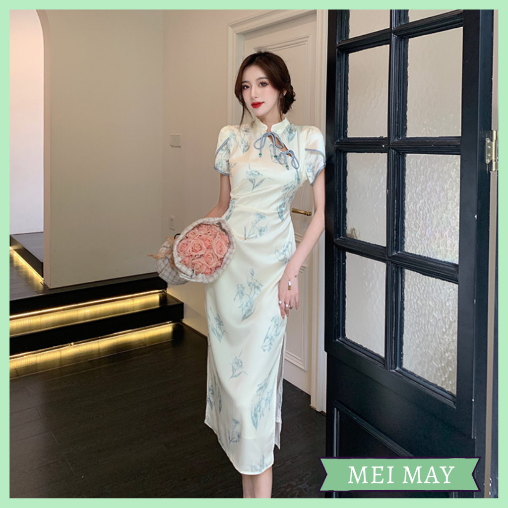 Sườn xám lụa cách tân nữ dịu dàng