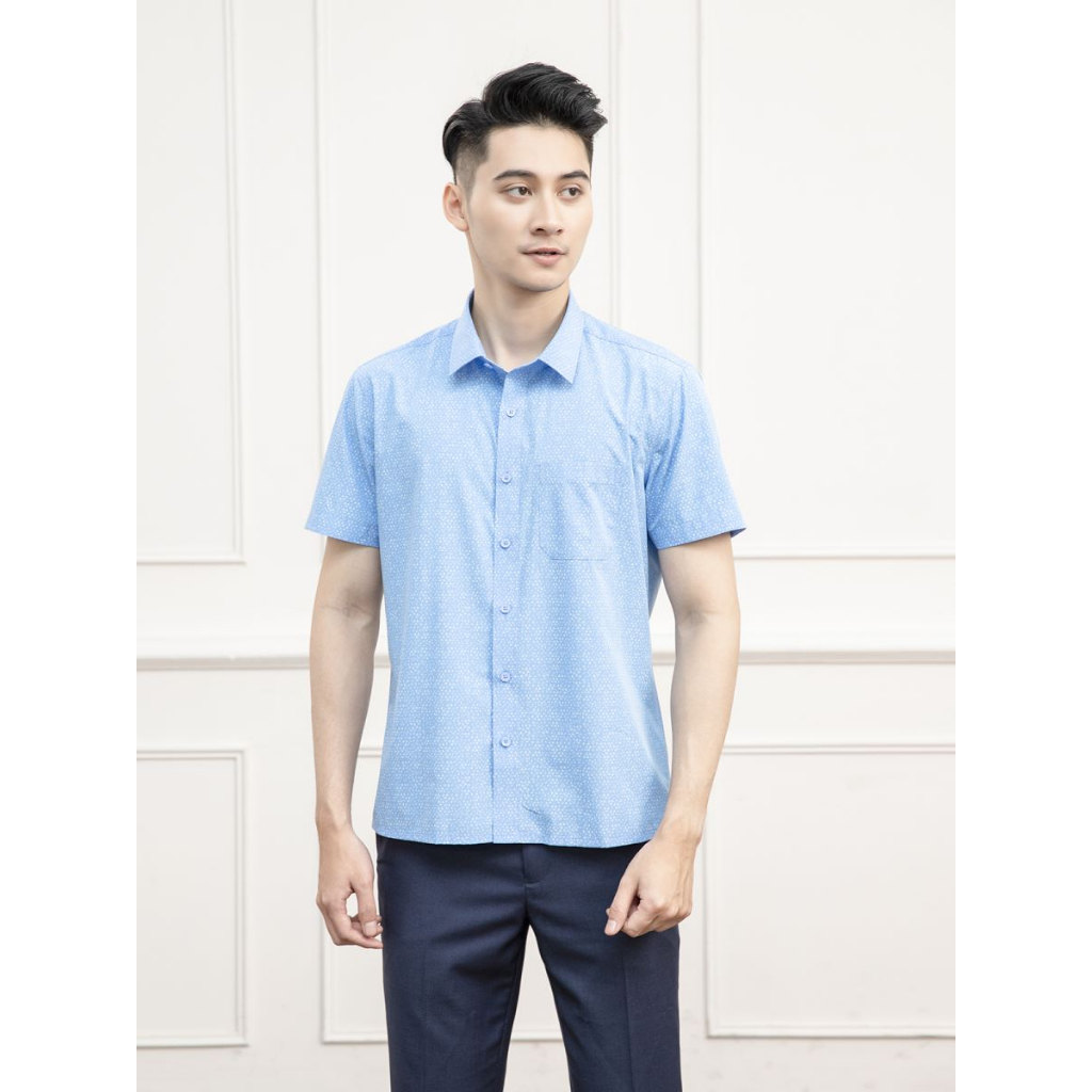 Áo sơ mi ngắn tay nam Aristino  sợi tre  thấm hút form rộng ASS059S1